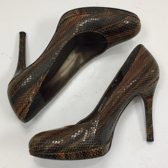 Stuart Weitzman Diamond Embossed Multicolor Platform Pump Heels Size 8 1/2 - Picture 1 of 13